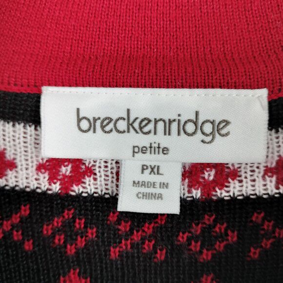 Breckenridge Sweater Womens Petite XL Red 1/4 Zip Fair Isle Holiday Christmas - Picture 9 of 13